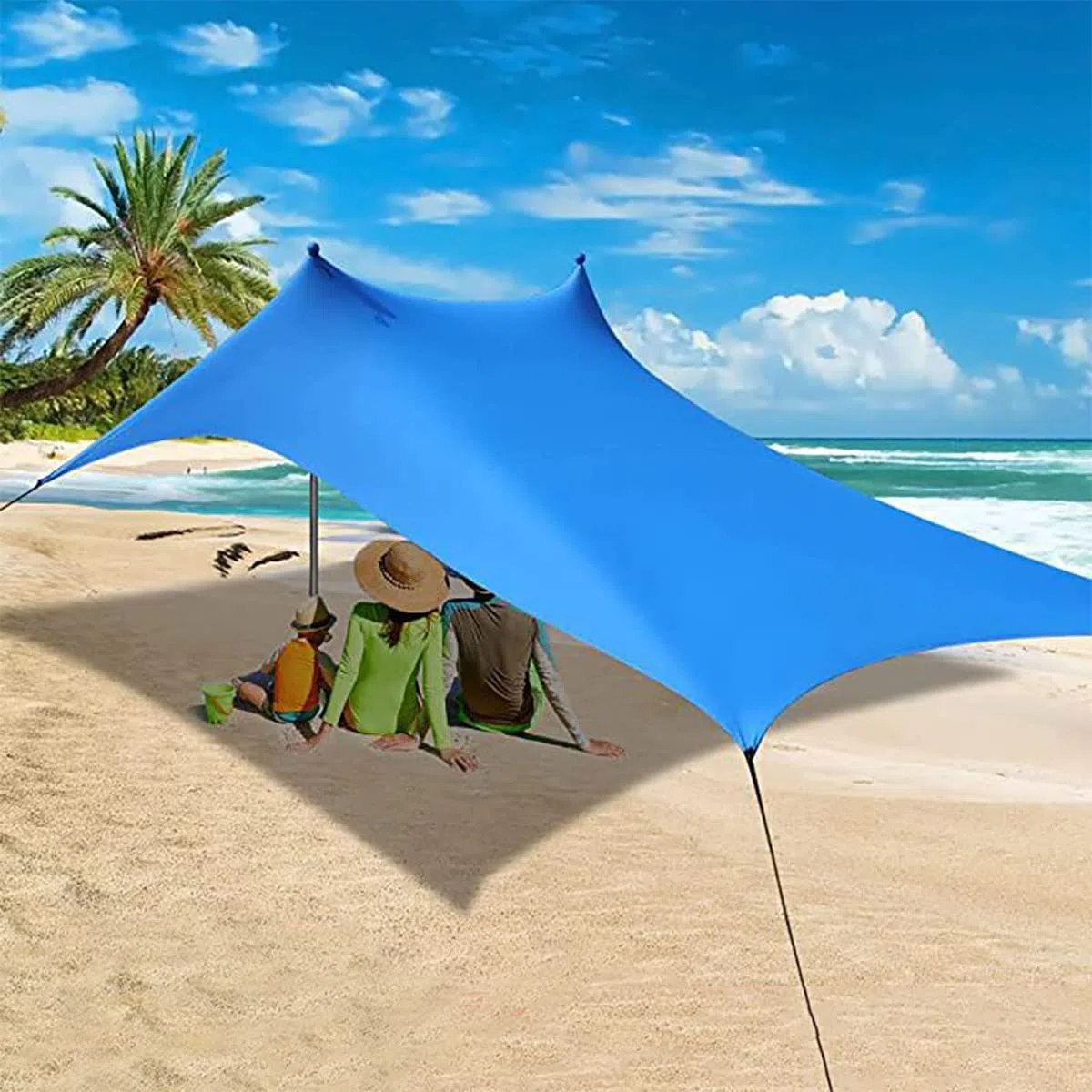 Anti UV namiot plażowy dla dorosłych dzieci wentylacja schronienie rodzinna duża markiza plażowa przenośna osłona przeciwsłoneczna (niebieski, M)